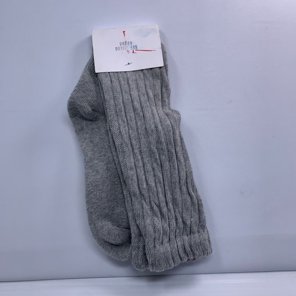 Urban Outfitters Womens OS Gray Ribbed Knit Cotton Blend Crew Socks NWT